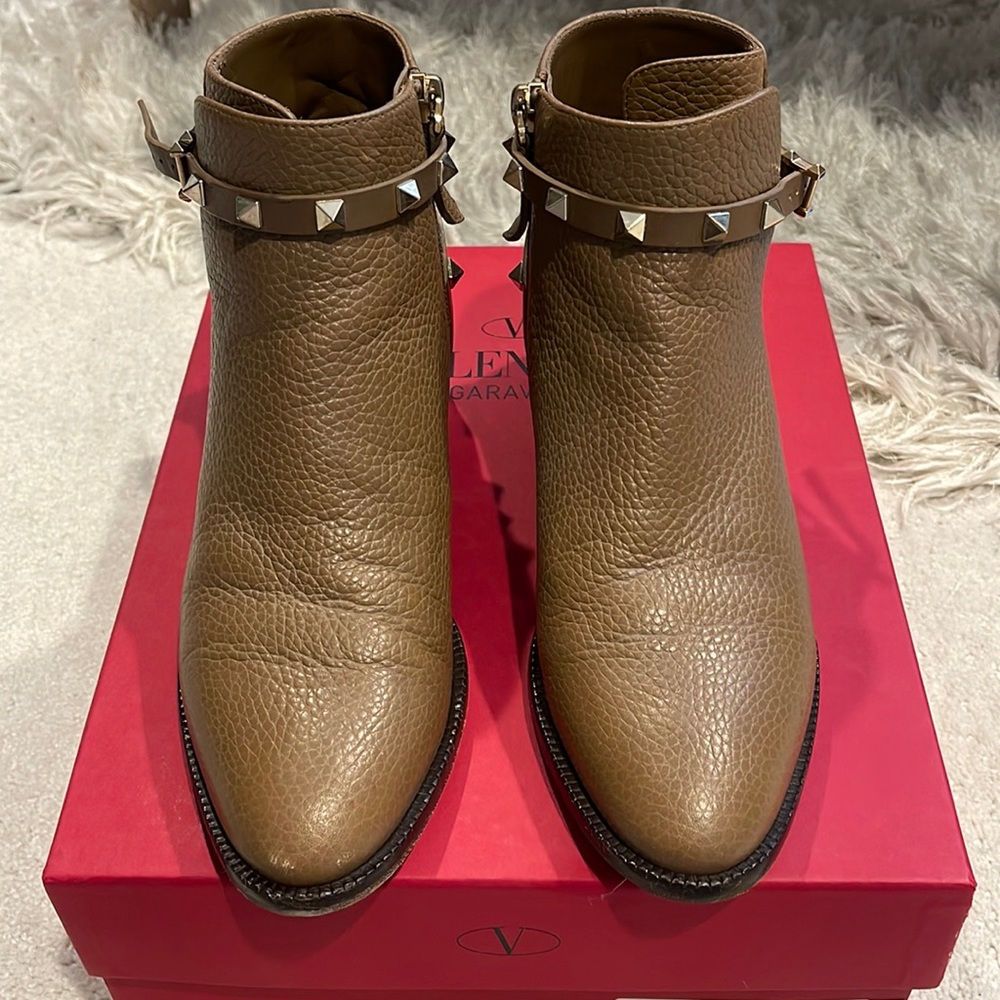 Valentino Leather Studded Accent Booties